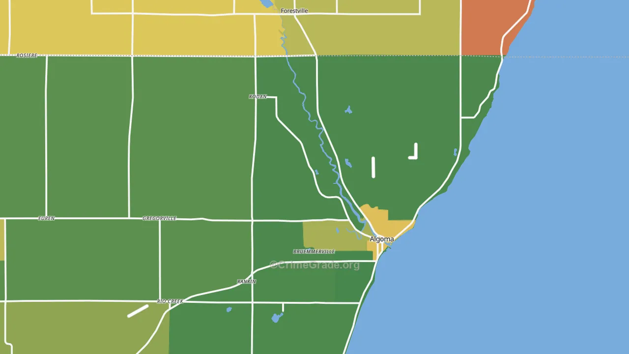 Bruemmerville, WI Map of Murder Rates