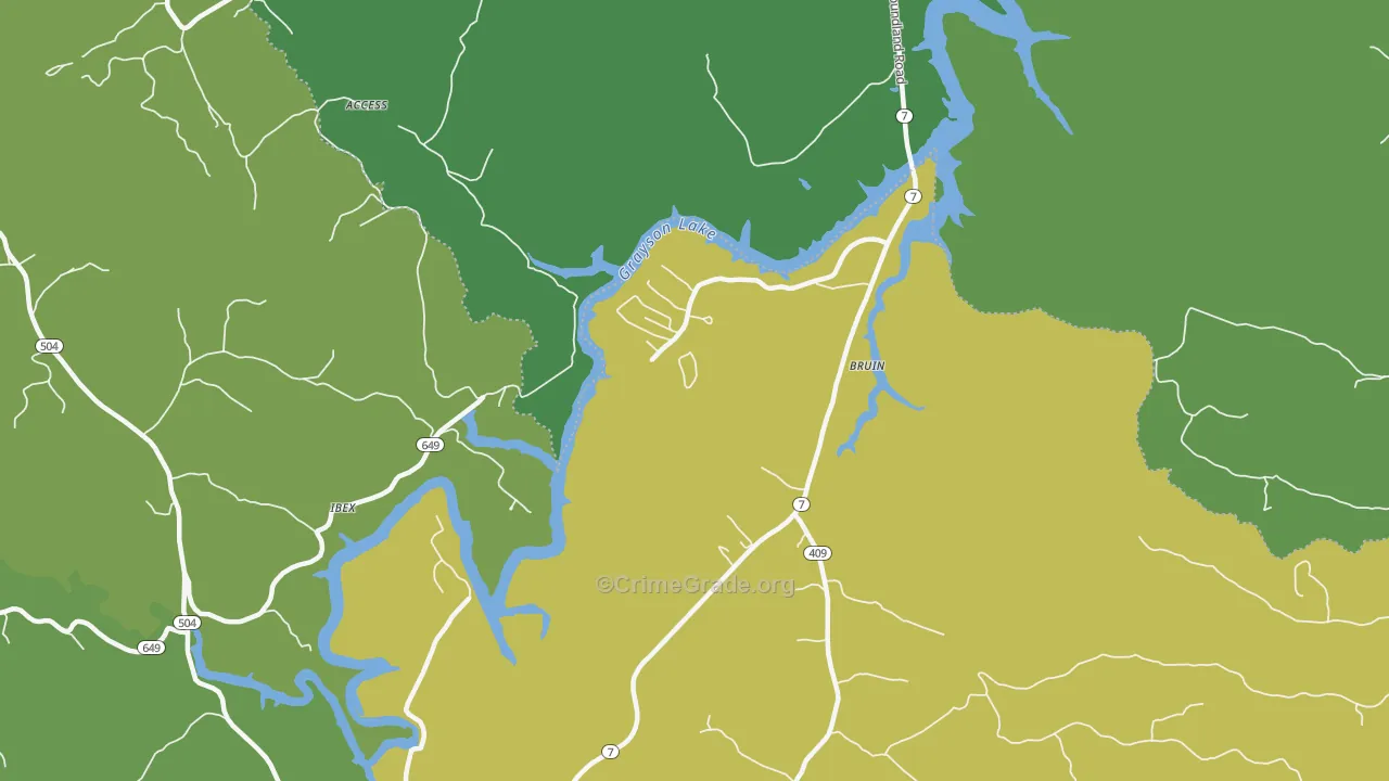 Bruin, KY Map of Murder Rates