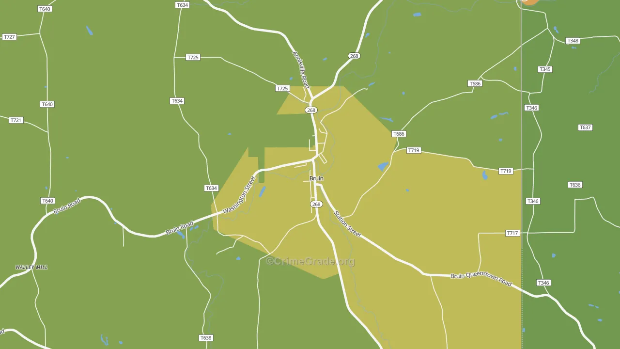 Bruin, PA Map of Murder Rates