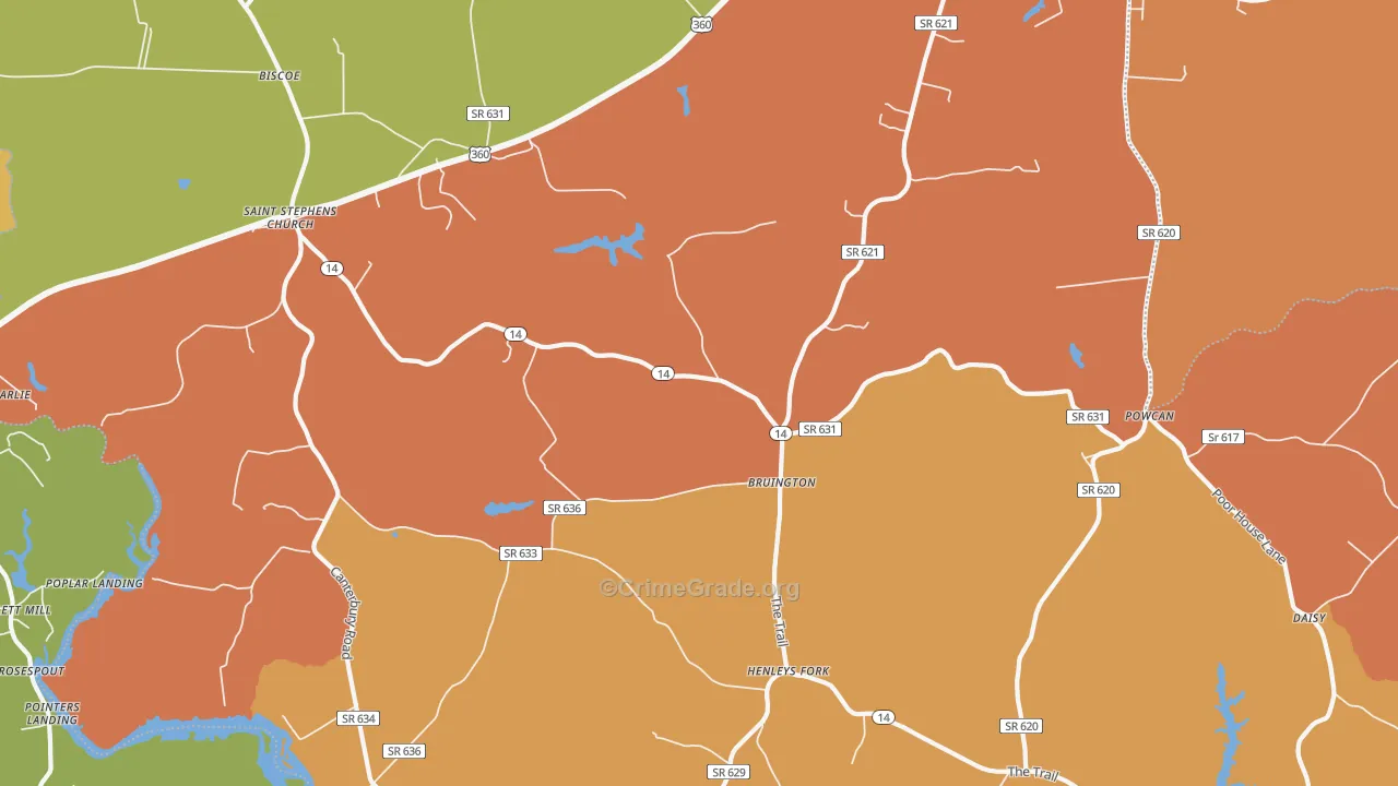 Bruington, VA Map of Murder Rates
