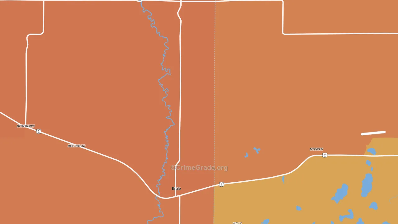 Brule, WI Map of Murder Rates