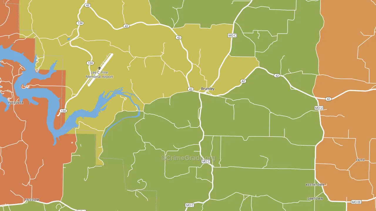 Brumley, MO Map of Murder Rates