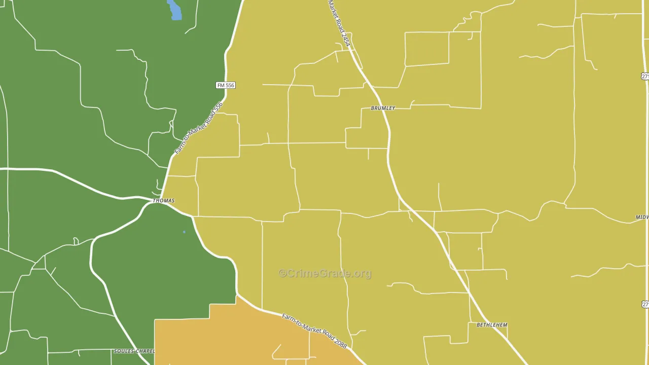 Brumley, TX Map of Murder Rates