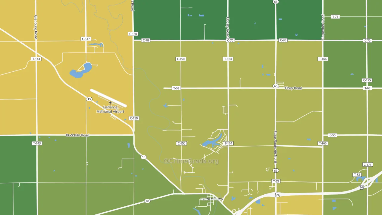 Brunersburg, OH Map of Murder Rates