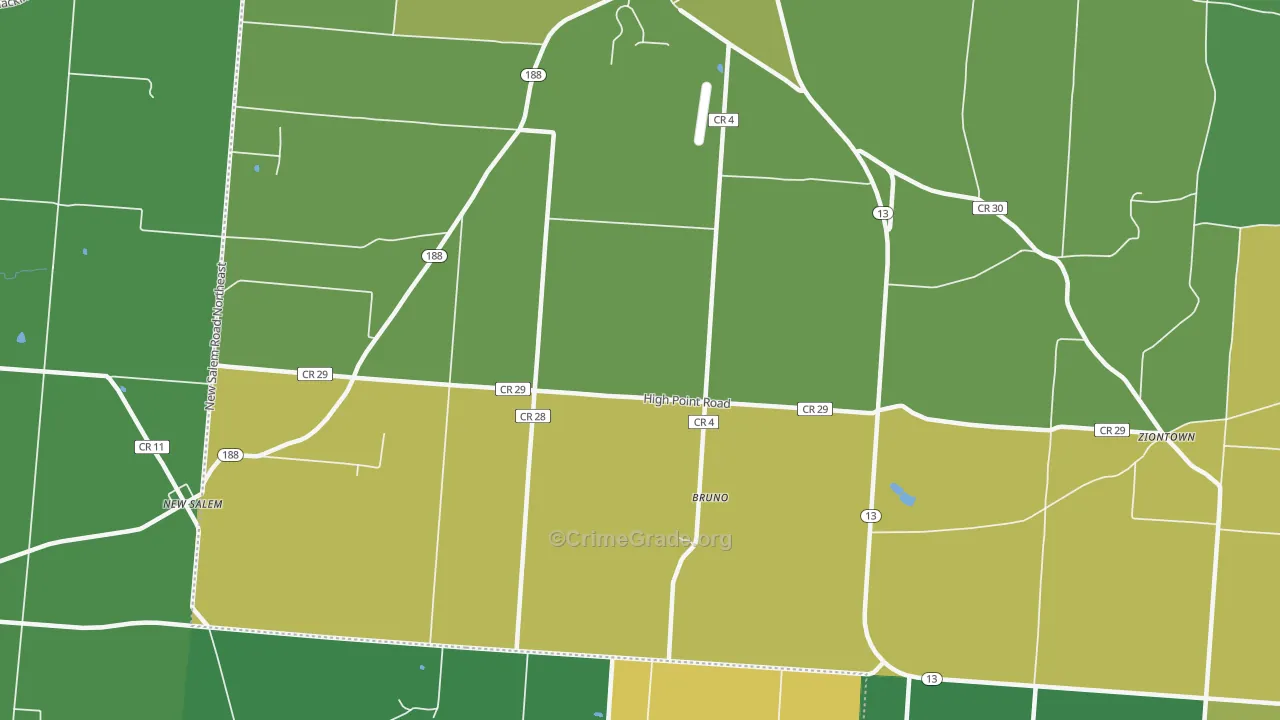 Bruno, OH Map of Murder Rates