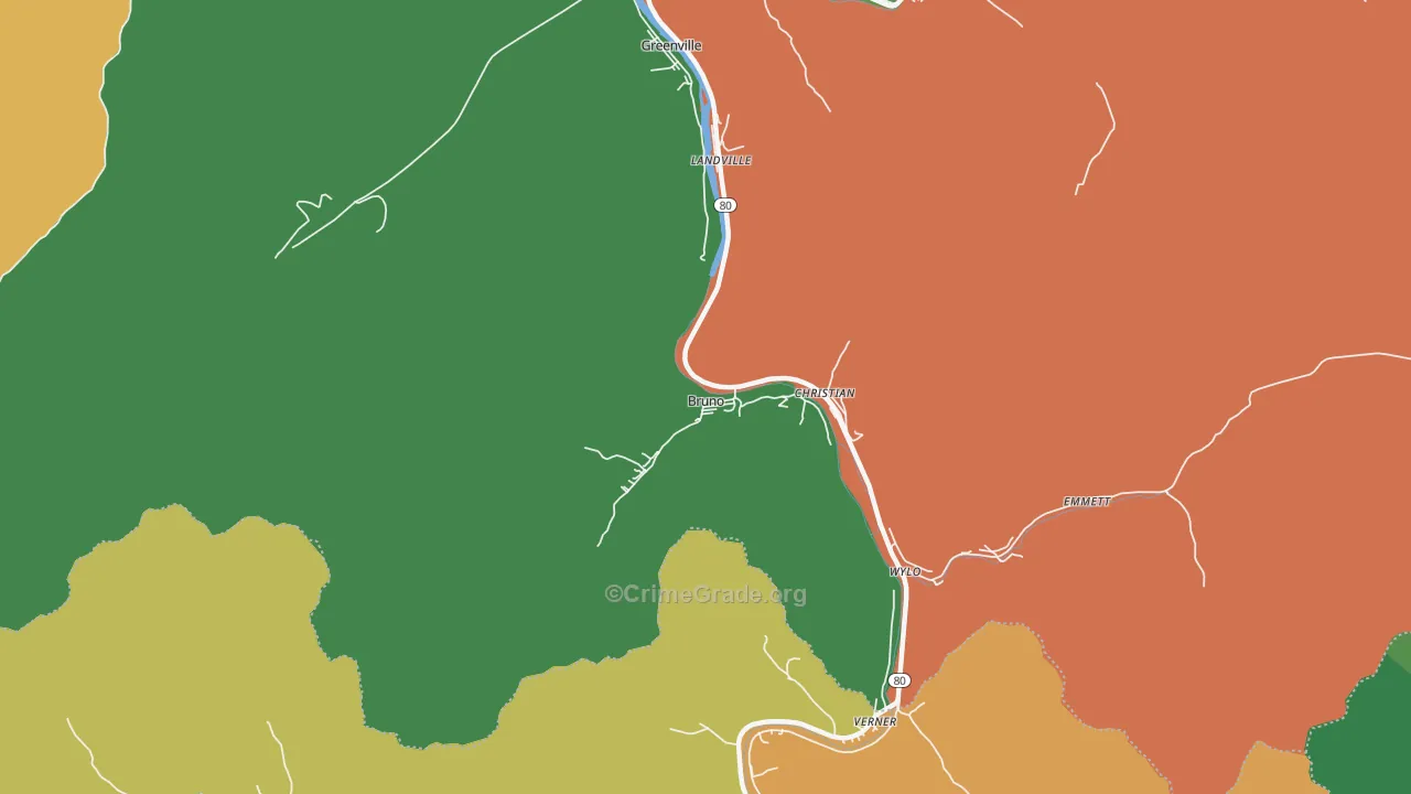 Bruno, WV Map of Murder Rates