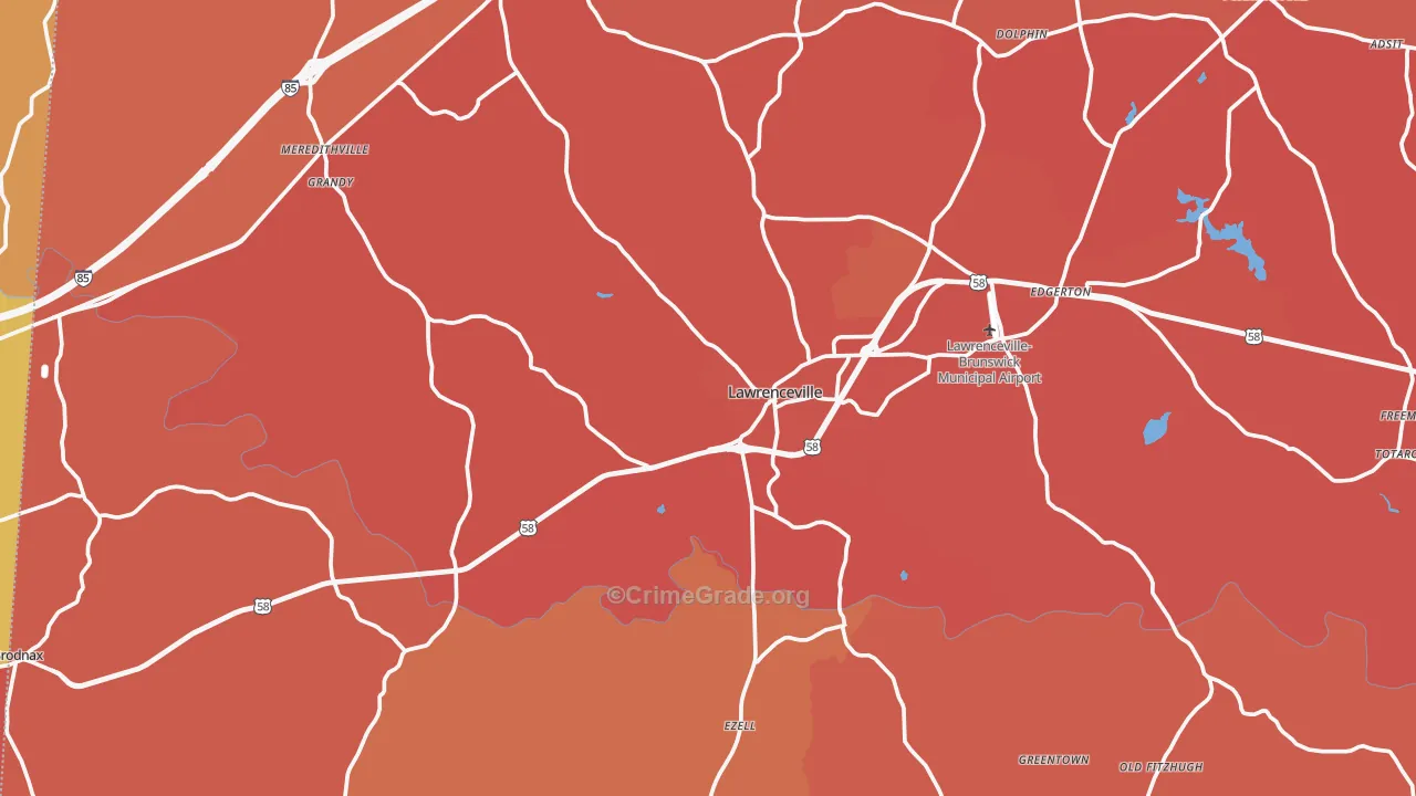 Brunswick County, VA Map of Murder Rates
