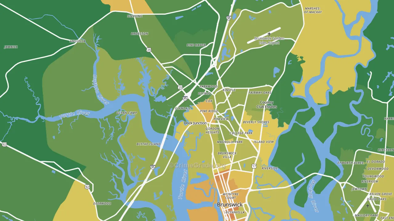 Brunswick, GA Map of Murder Rates