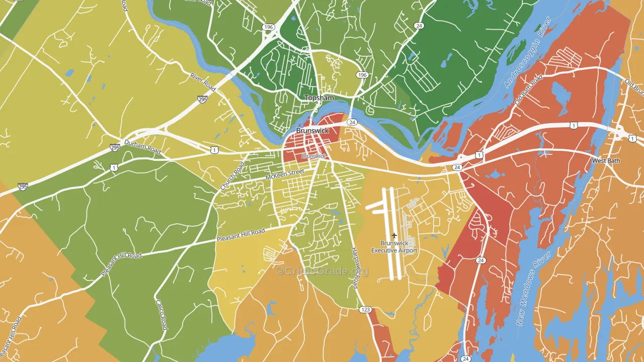 Brunswick, ME Map of Murder Rates
