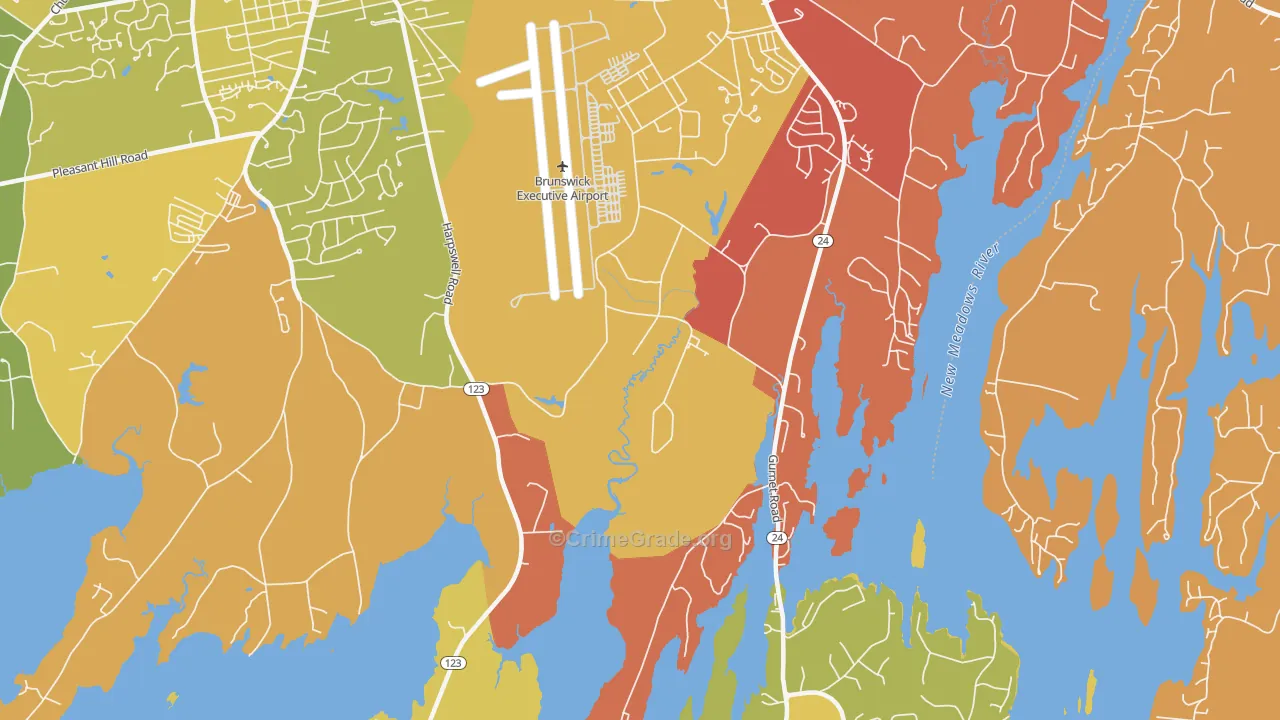 Brunswick Naval Air Station, ME Map of Murder Rates
