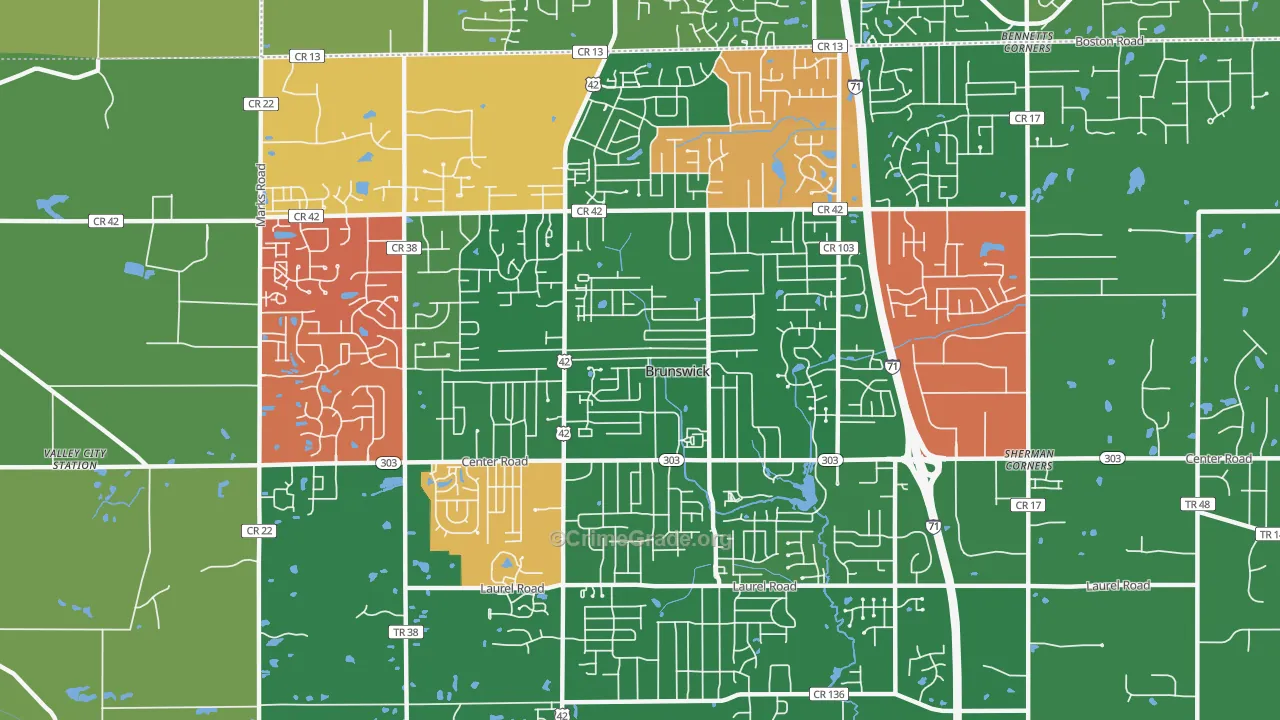 Brunswick, OH Map of Murder Rates