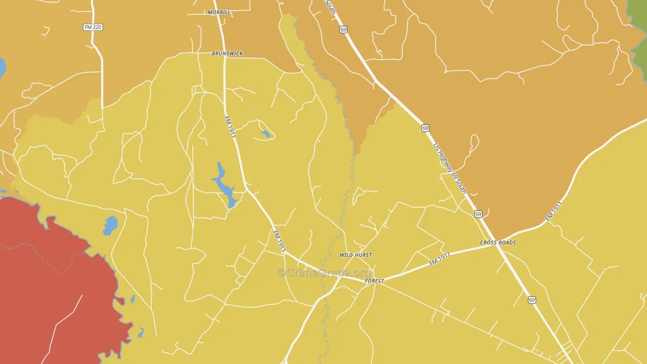 Brunswick, TX Map of Murder Rates