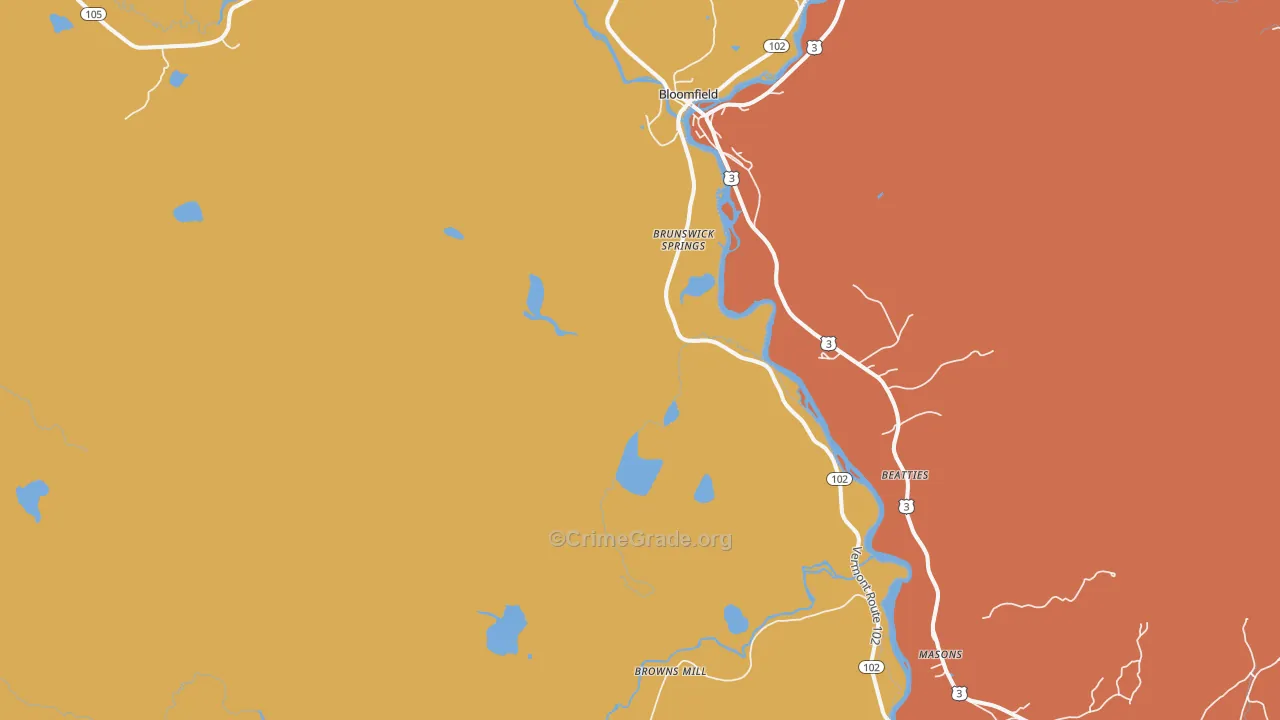 Brunswick, VT Map of Murder Rates