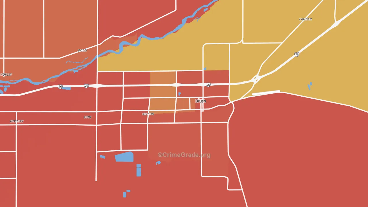 Brush, CO Map of Murder Rates