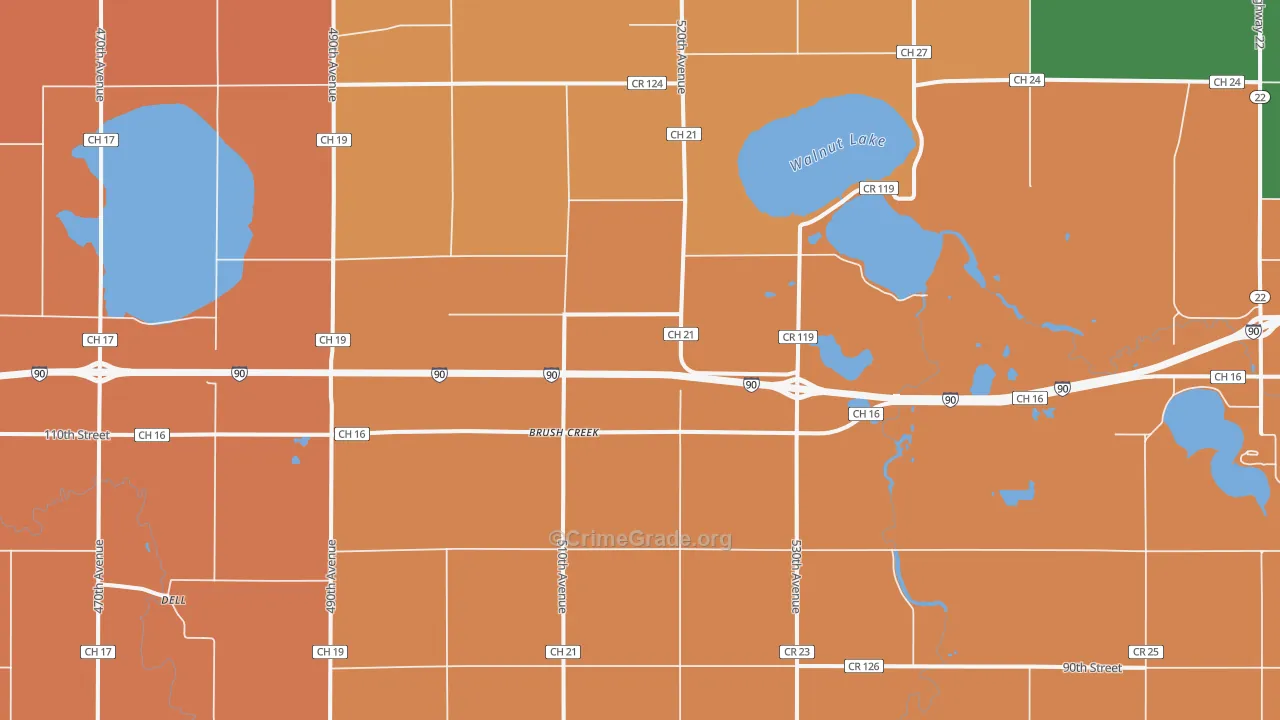 Brush Creek, MN Map of Murder Rates