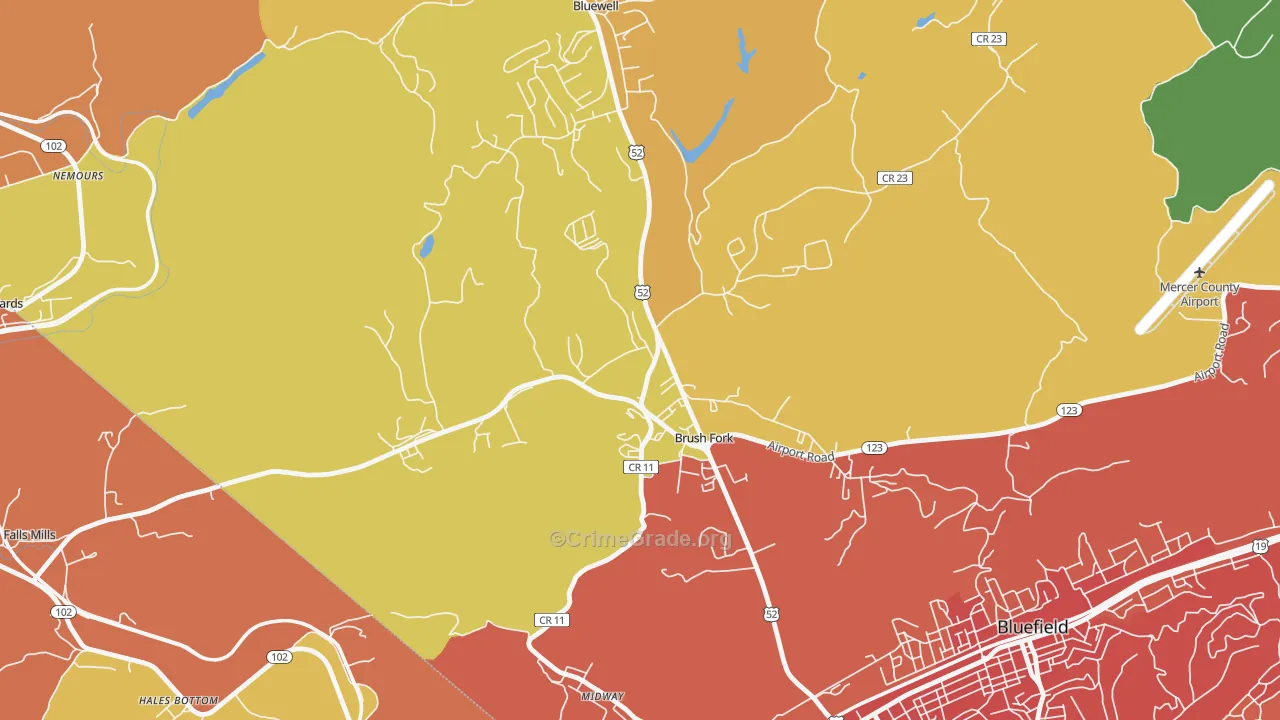Brush Fork, WV Map of Murder Rates
