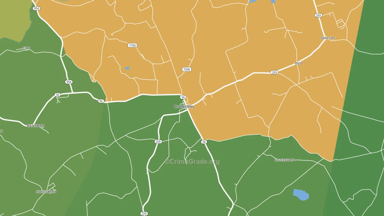 Brush Valley, PA Map of Murder Rates