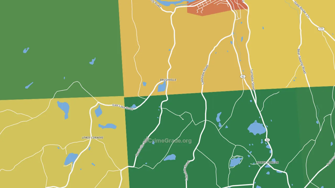 Brushville, PA Map of Murder Rates