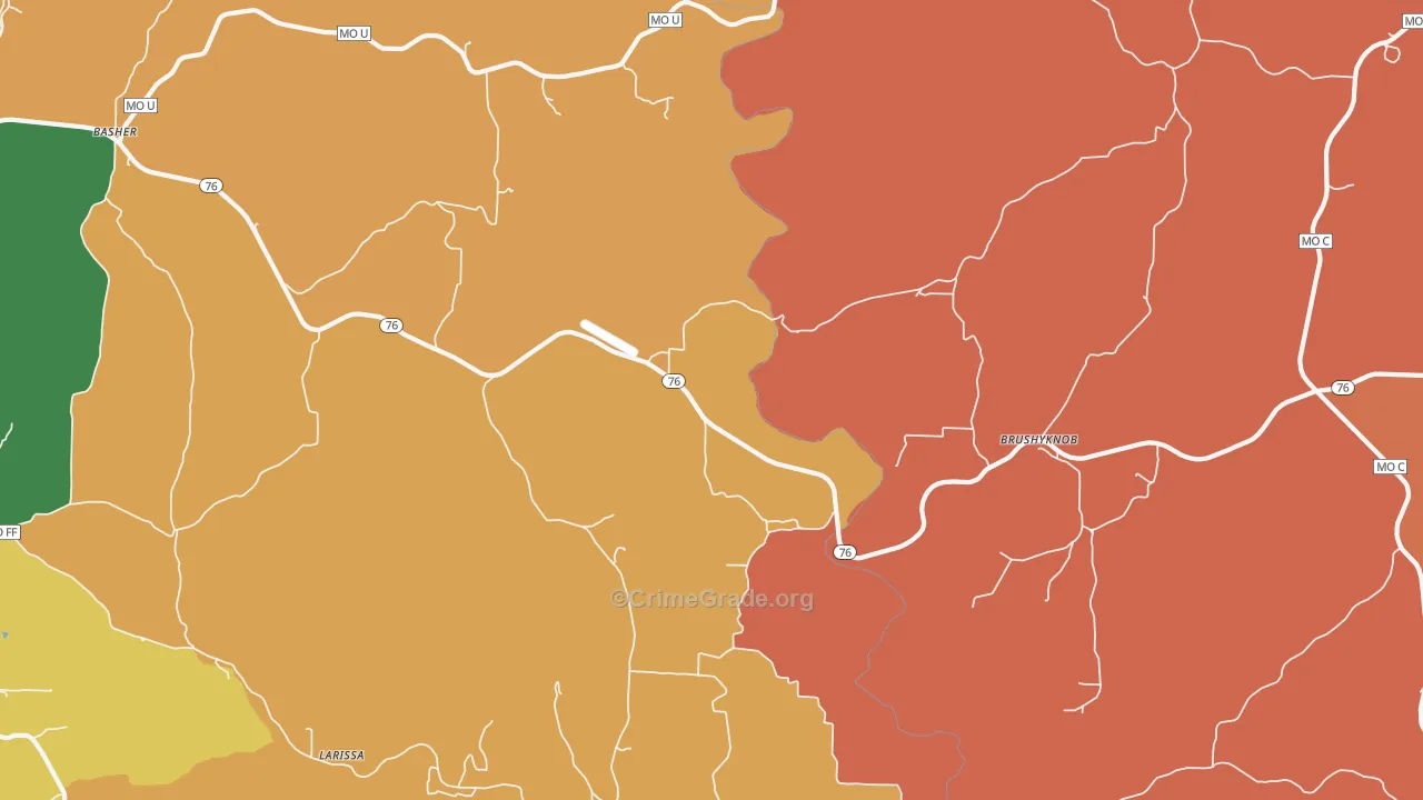 Brushyknob, MO Map of Murder Rates