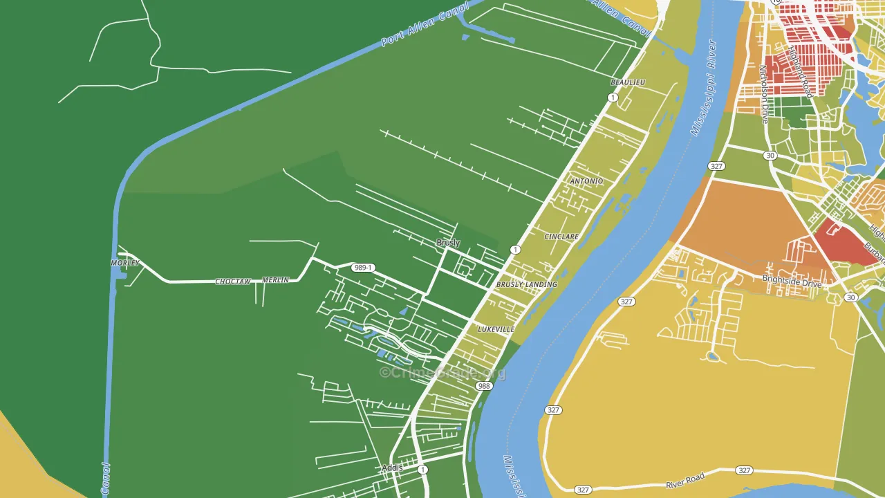 Brusly, LA Map of Murder Rates