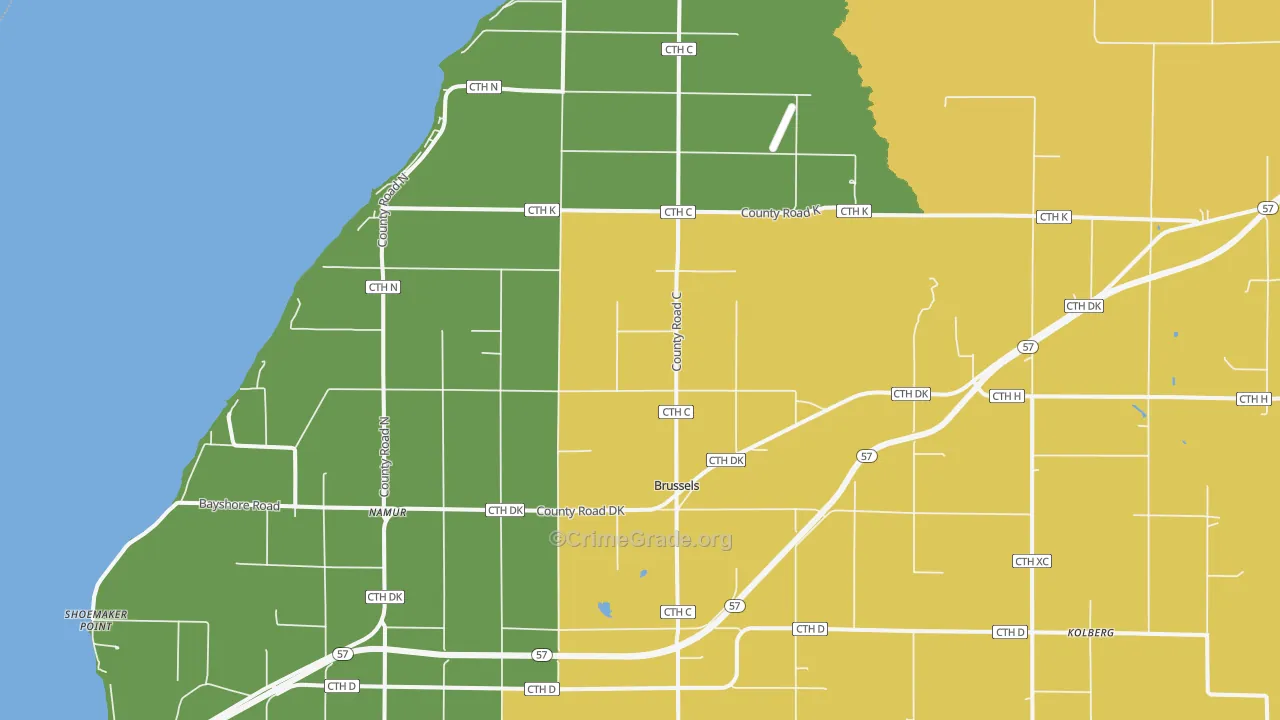 Brussels, WI Map of Murder Rates