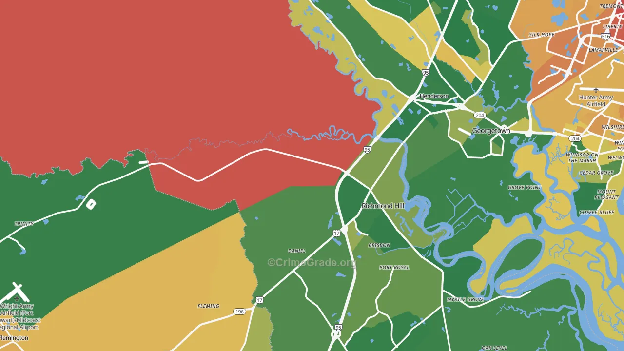 Bryan County, GA Map of Murder Rates