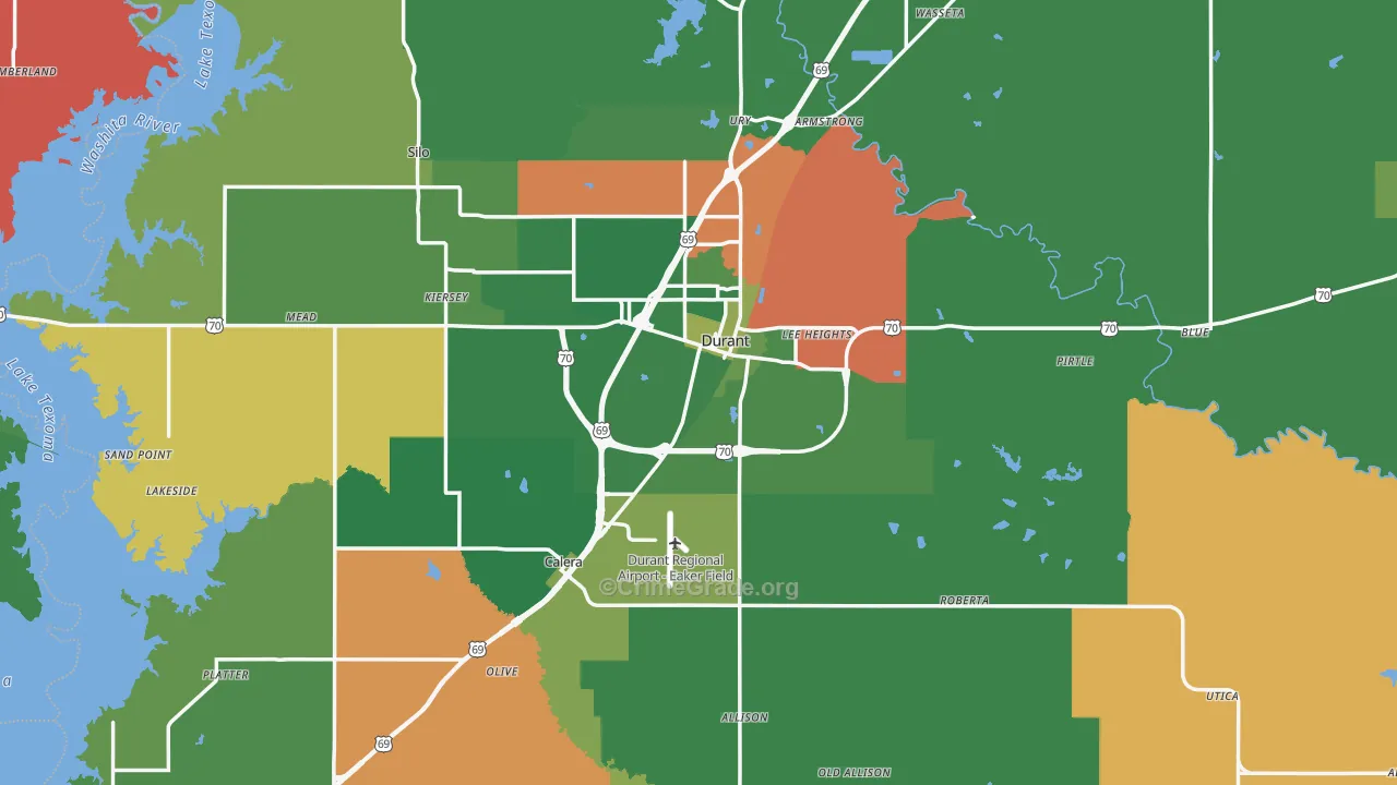 Bryan County, OK Map of Murder Rates