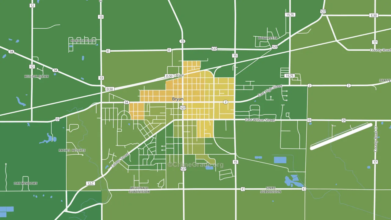 Bryan Downtown Historic District, Bryan, OH Map of Murder Rates