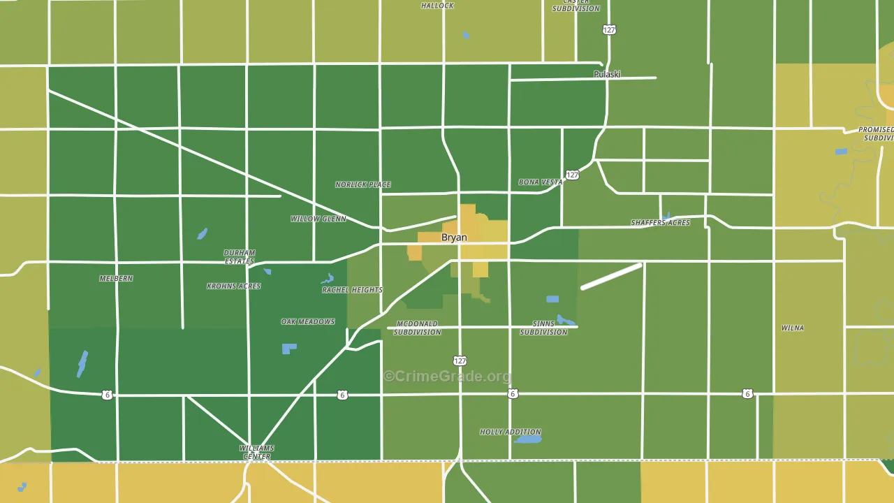 Bryan, OH Map of Murder Rates