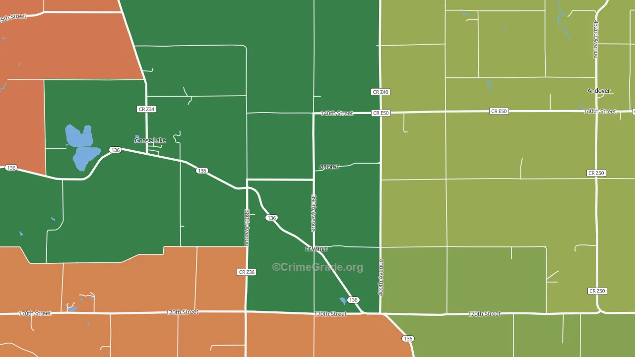 Bryant, IA Map of Murder Rates