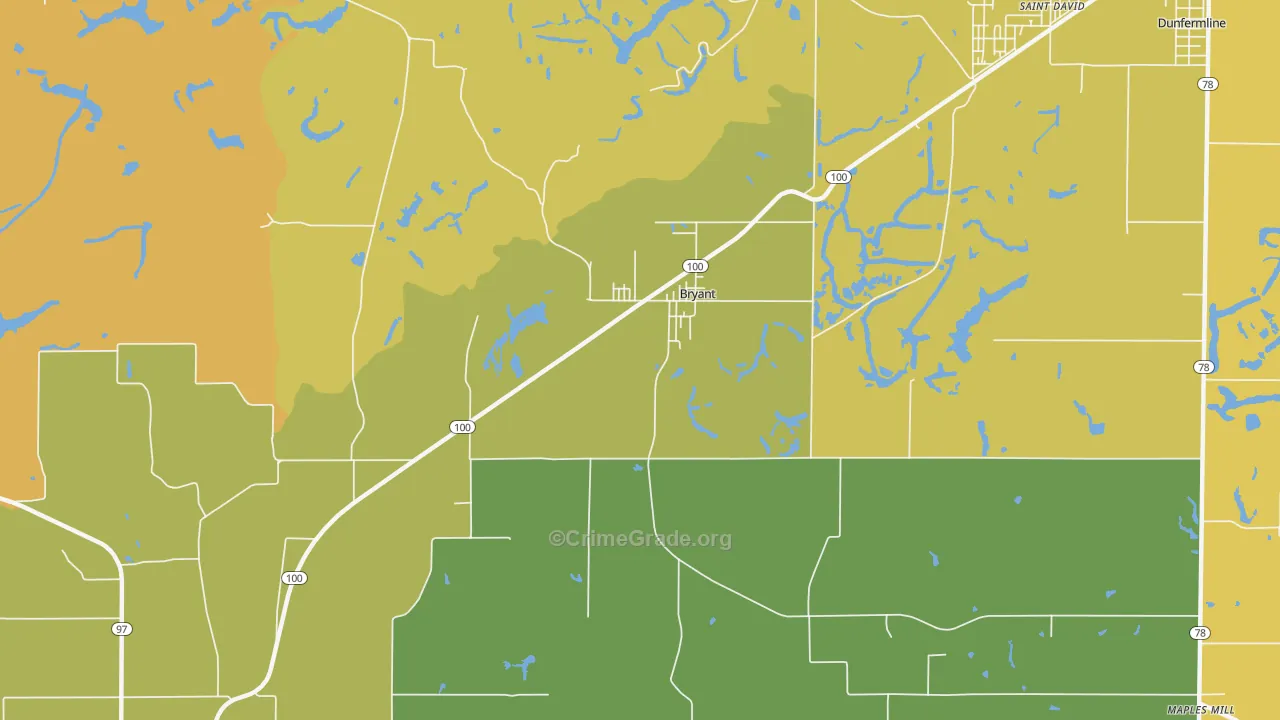 Bryant, IL Map of Murder Rates