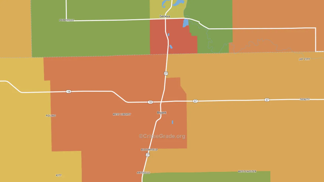 Bryant, IN Map of Murder Rates