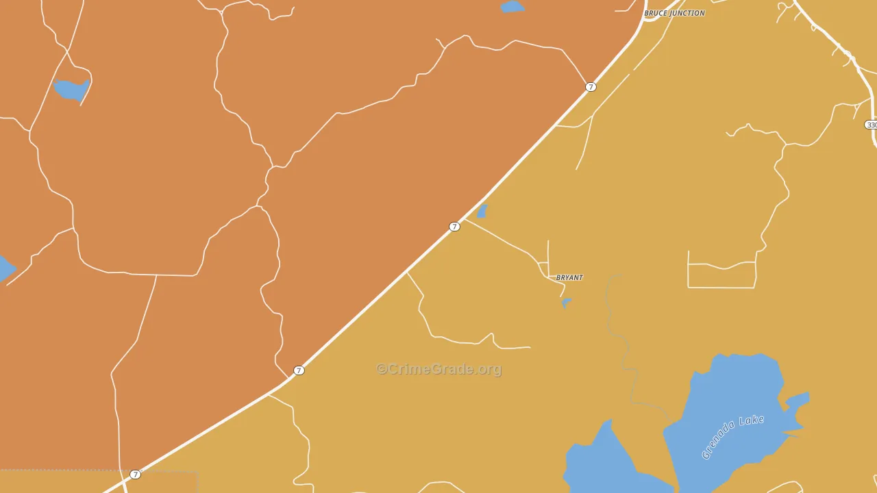 Bryant, MS Map of Murder Rates