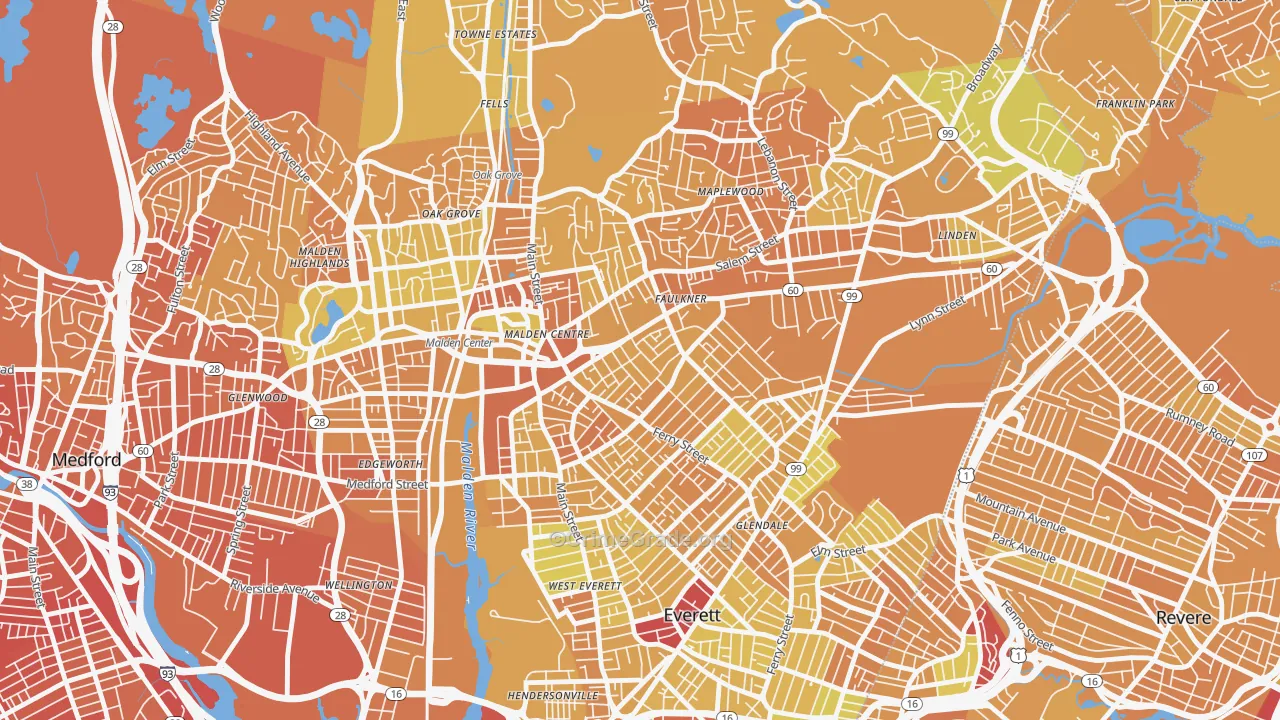 Bryant Terrace, Malden, MA Map of Murder Rates
