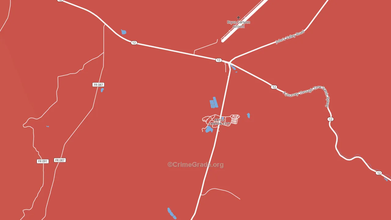 Bryce Canyon City, UT Map of Murder Rates