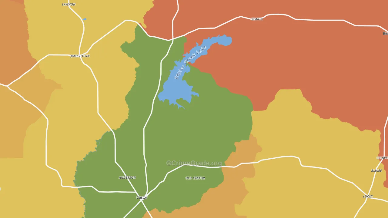 Bryceland, LA Map of Murder Rates