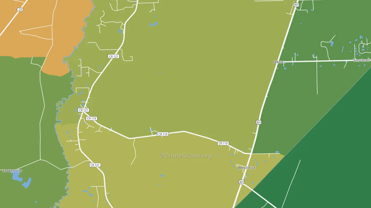 Bryceville, FL Map of Murder Rates