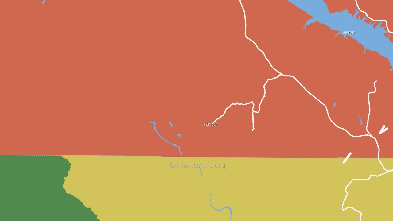 Bryson, CA Map of Murder Rates
