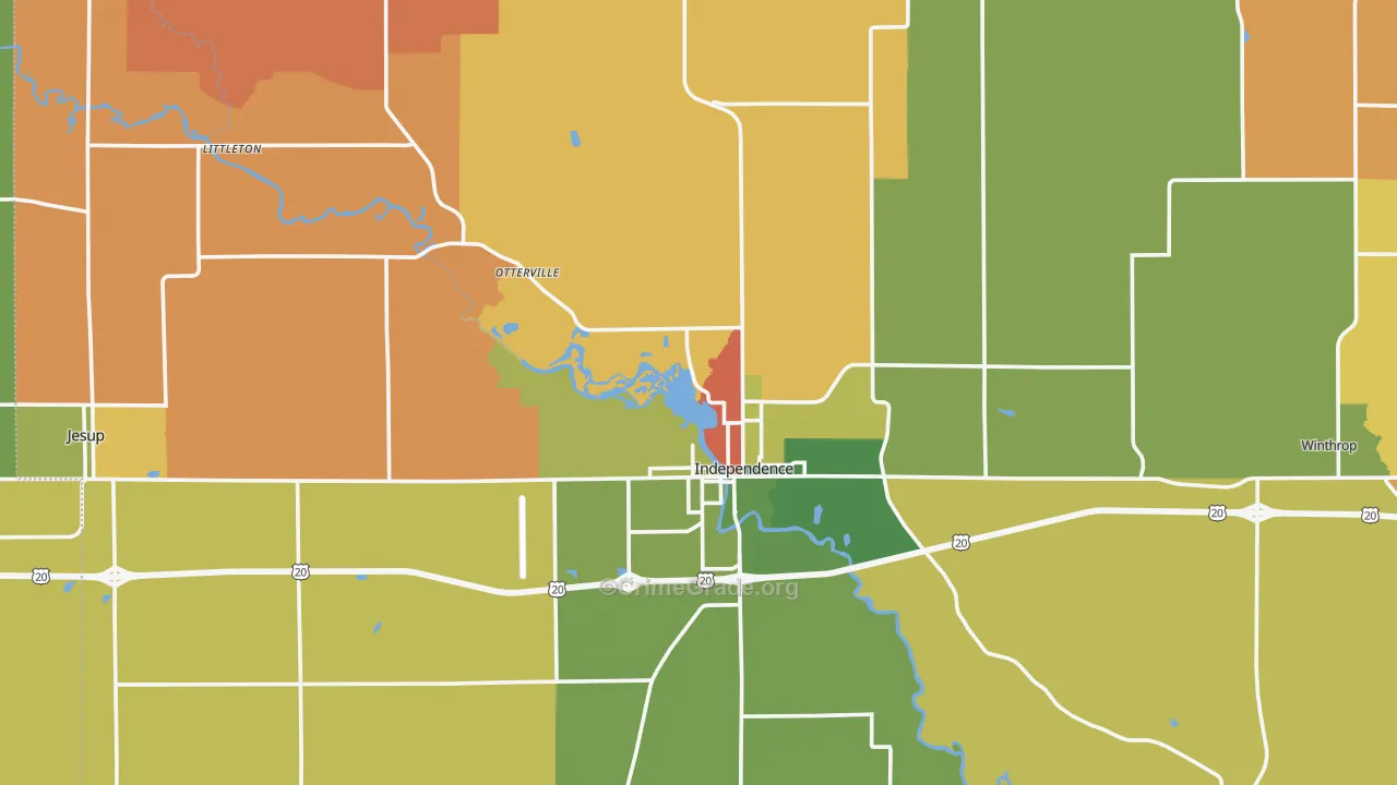 Buchanan County, IA Map of Murder Rates