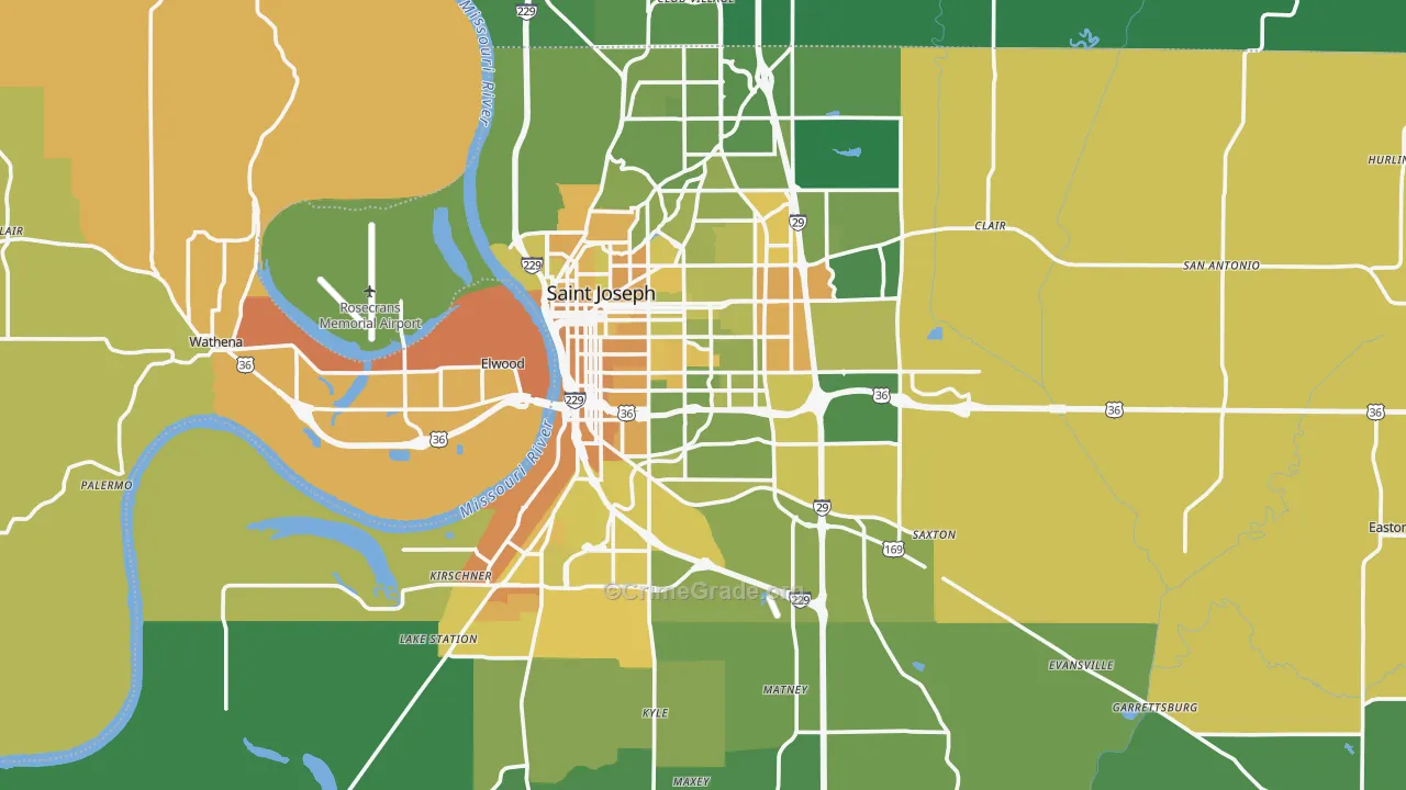 Buchanan County, MO Map of Murder Rates