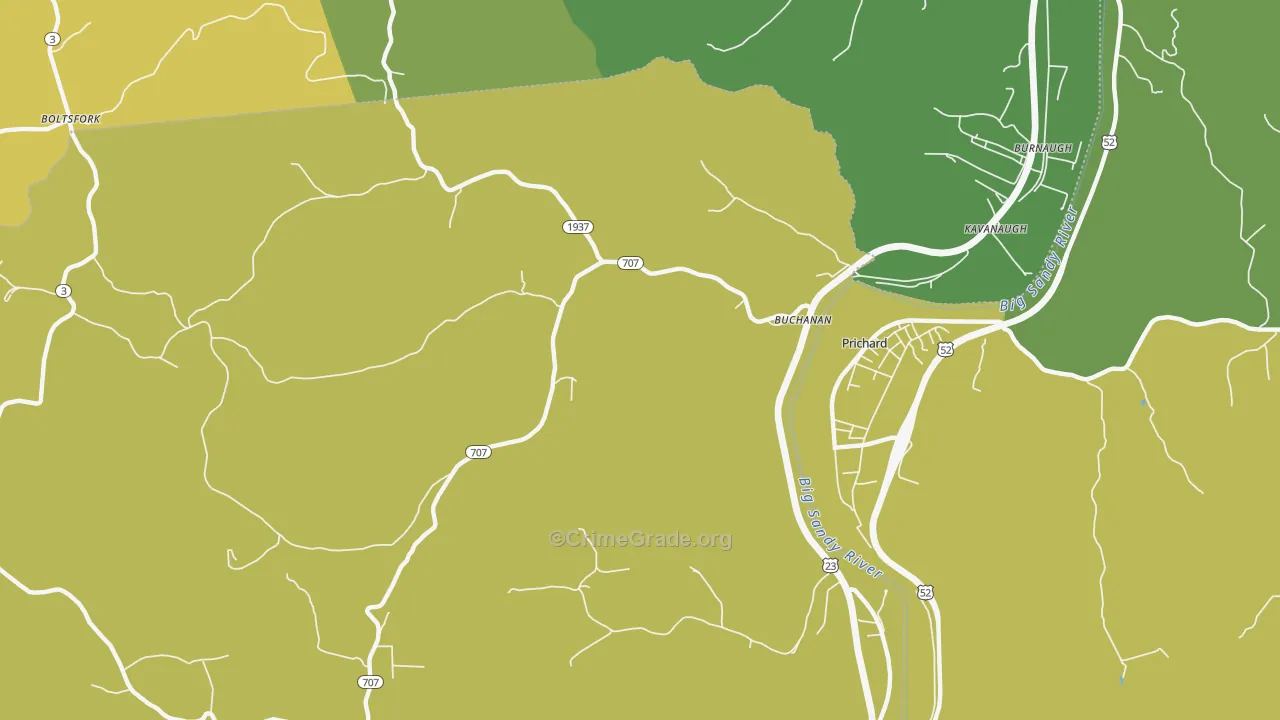 Buchanan, KY Map of Murder Rates