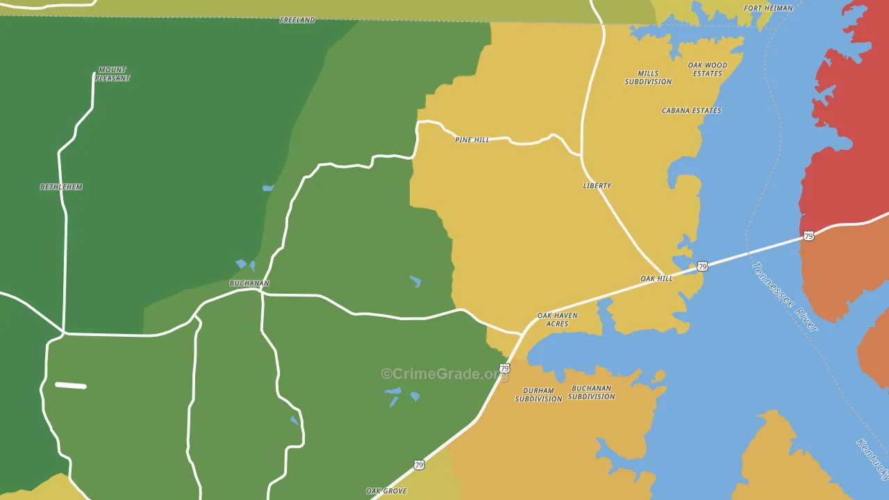 Buchanan, TN Map of Murder Rates