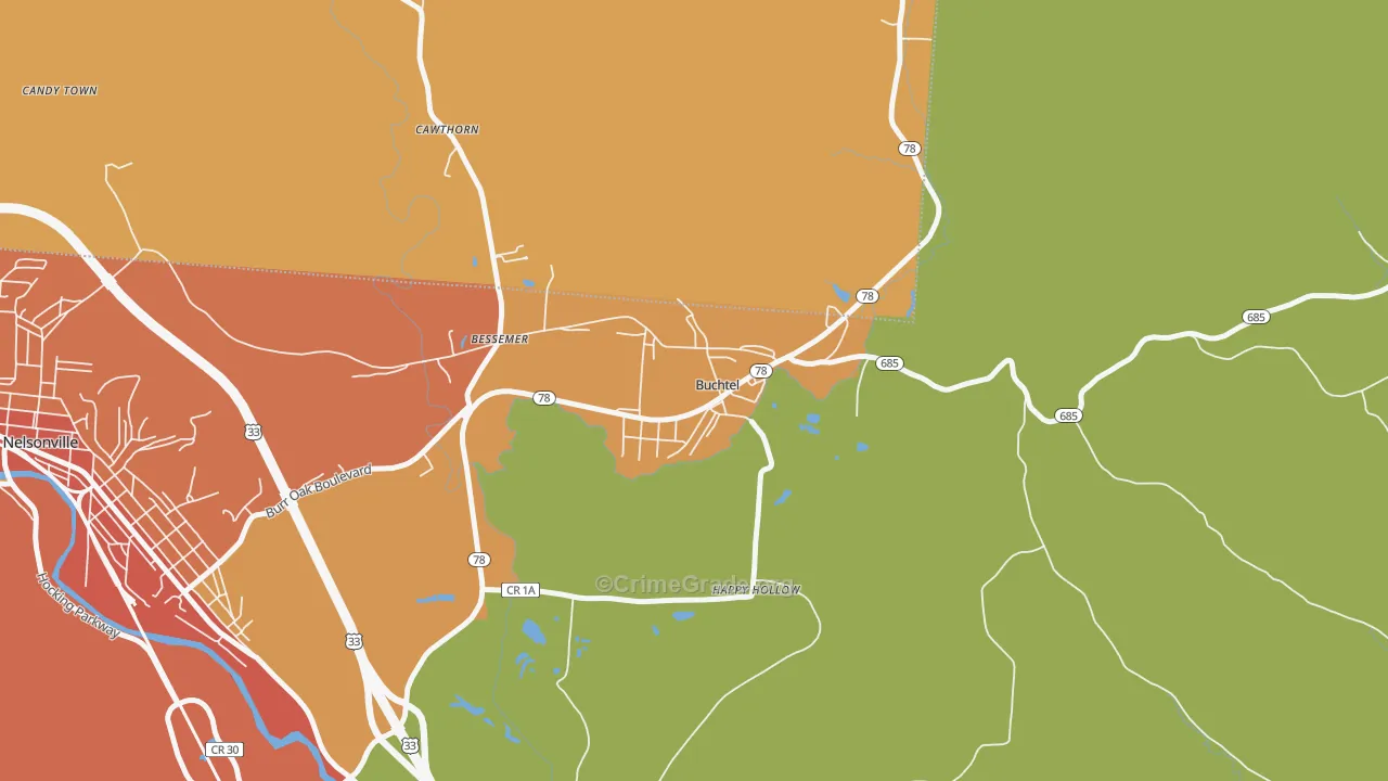 Buchtel, OH Map of Murder Rates