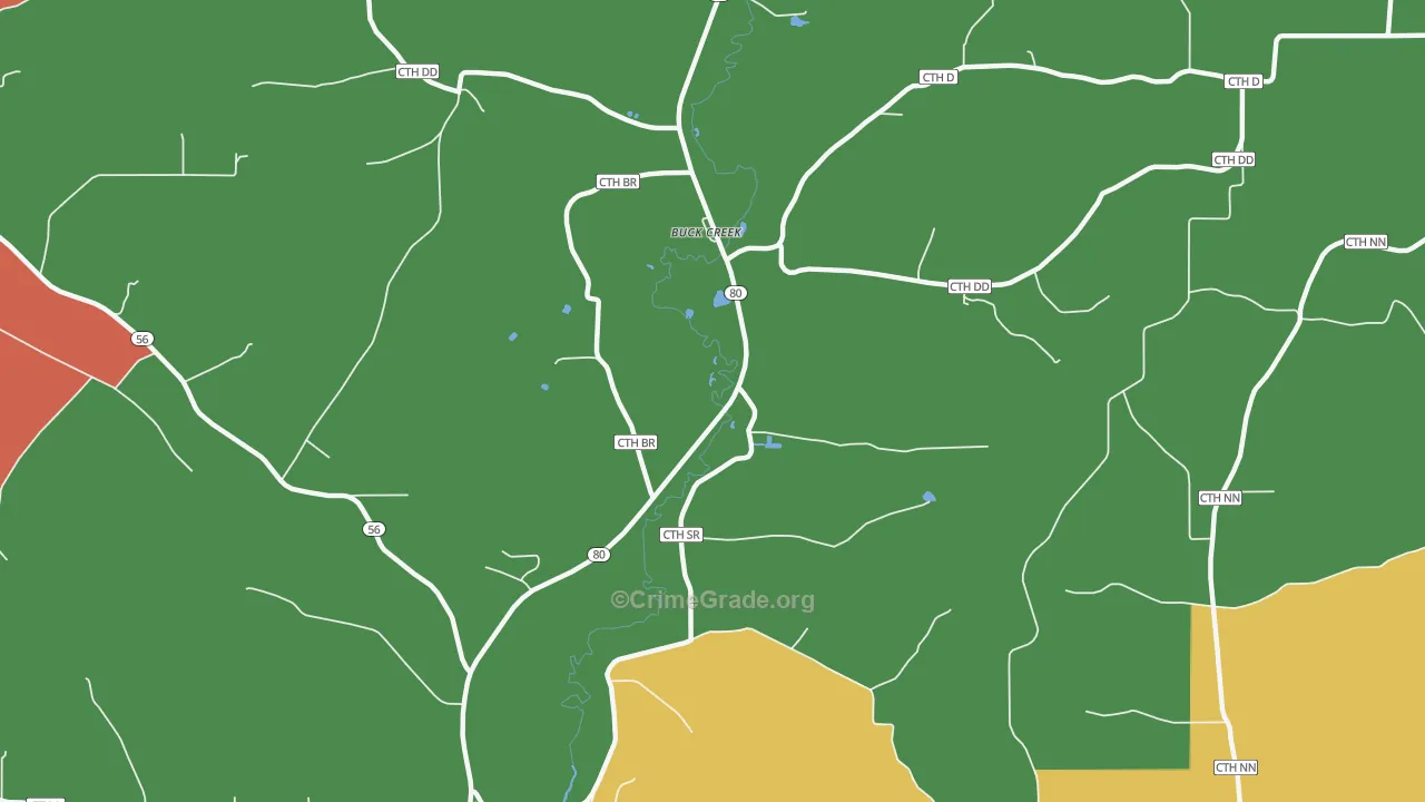 Buck Creek, WI Map of Murder Rates