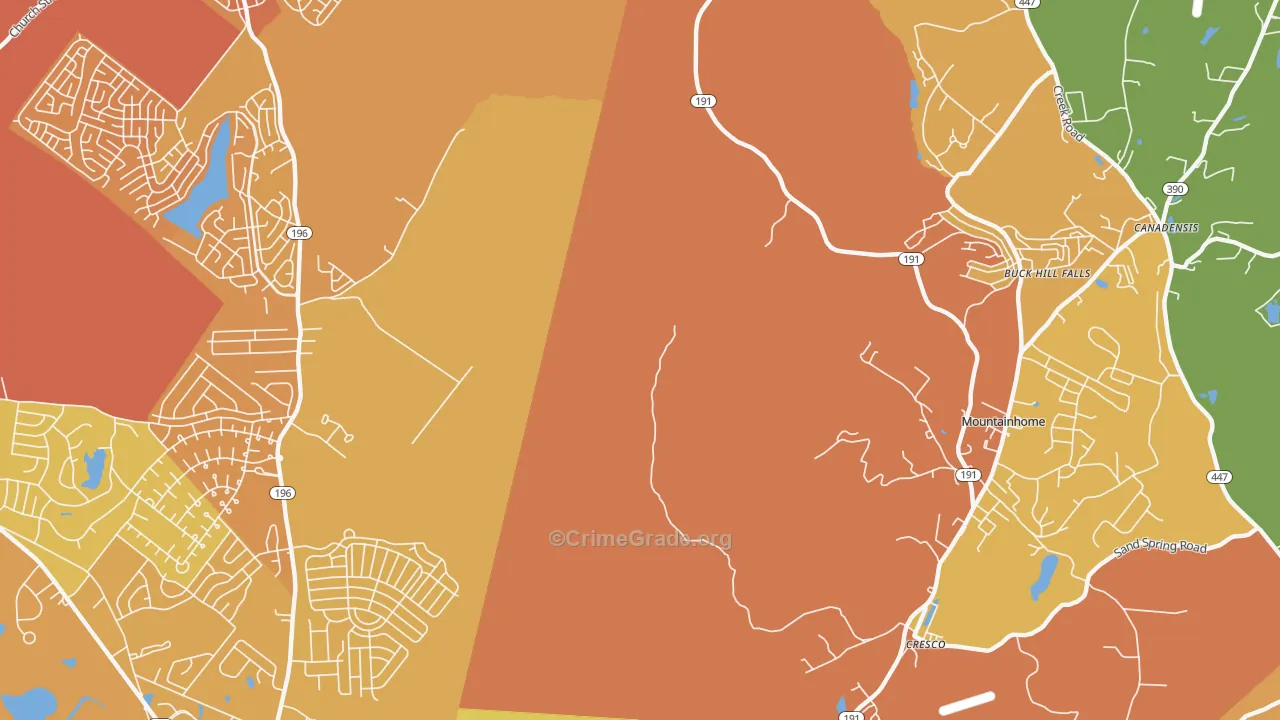 Buck Hill Falls, PA Map of Murder Rates