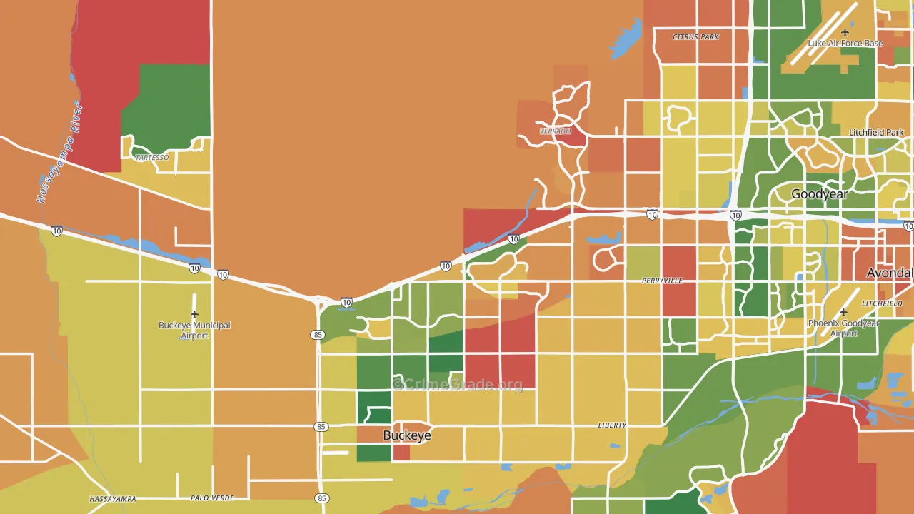 Buckeye, AZ Map of Murder Rates