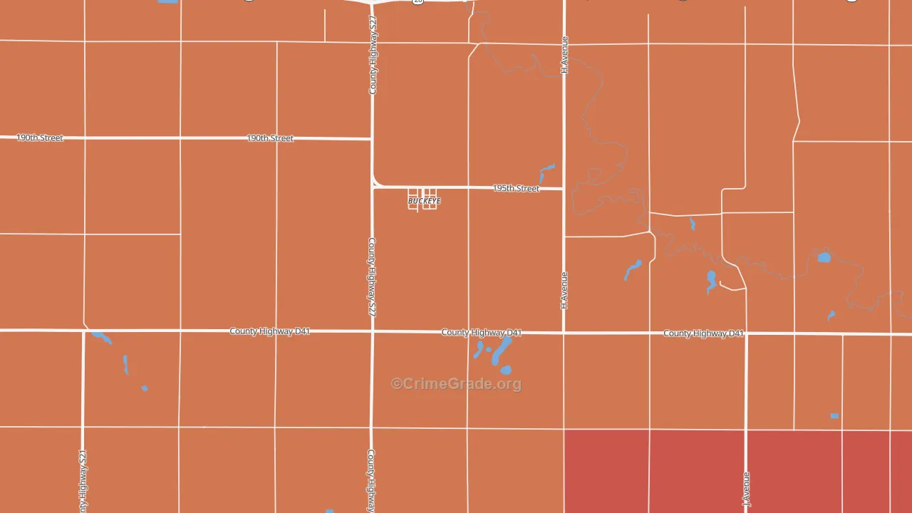 Buckeye, IA Map of Murder Rates
