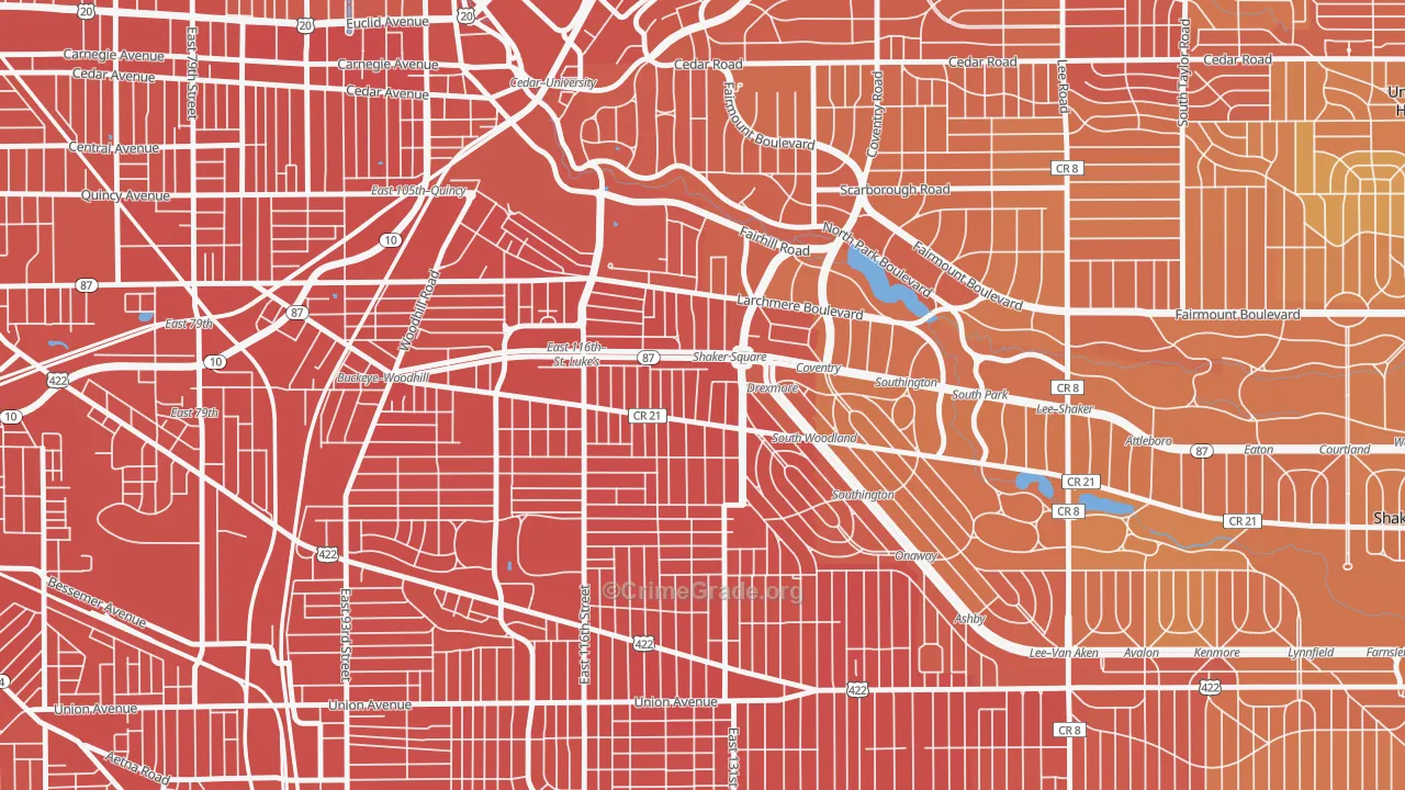 Buckeye-Shaker, Cleveland, OH Map of Murder Rates