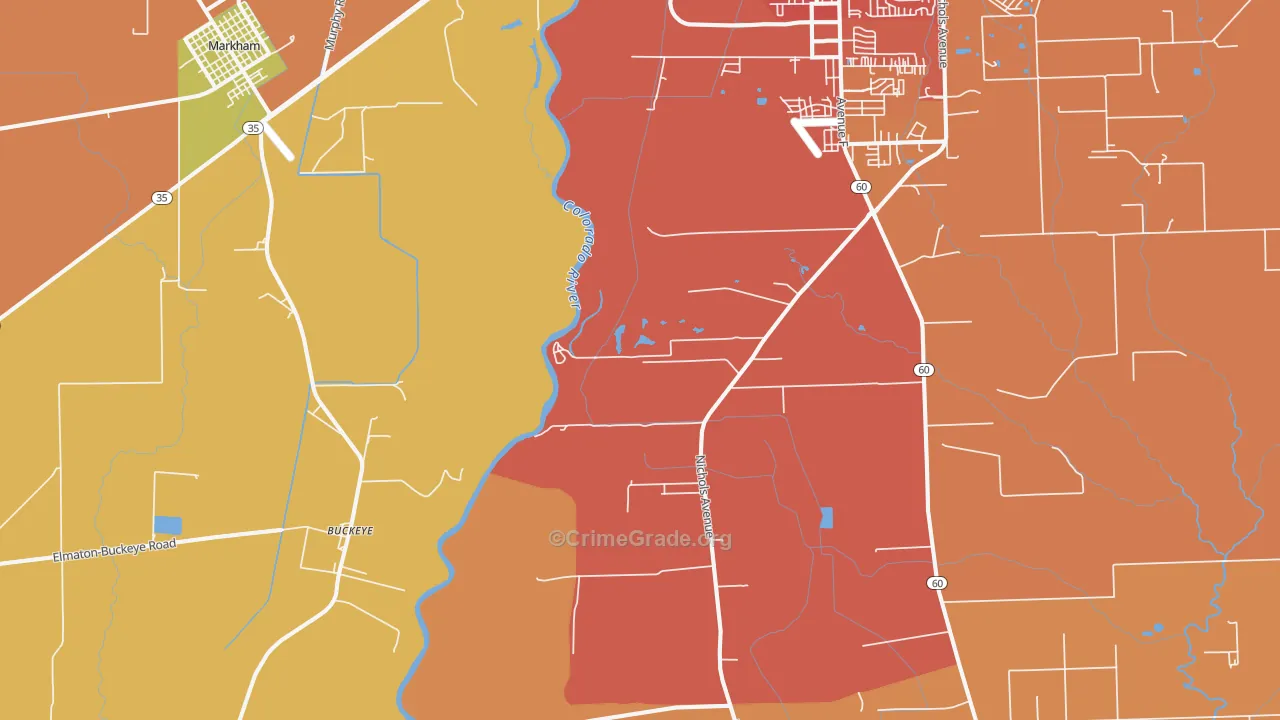 Buckeye, TX Map of Murder Rates