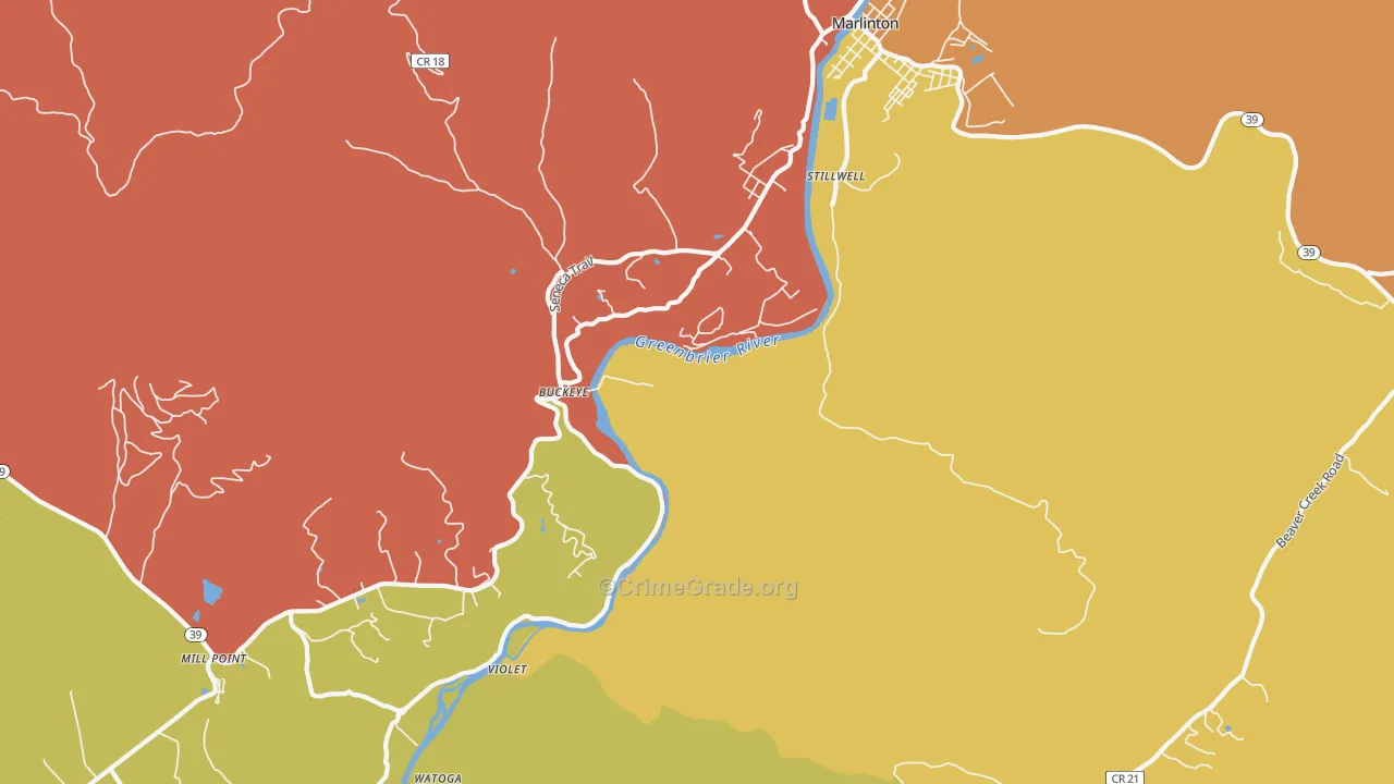 Buckeye, WV Map of Murder Rates
